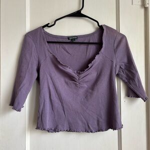 Wild Fable Lavender Crop Top with Ruffled Edges